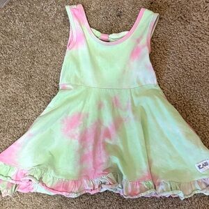 Vibrant Green and Pink Tie-Dye Kids Dress